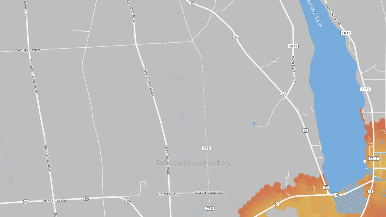 Bike Grade map of Pompey Center, NY