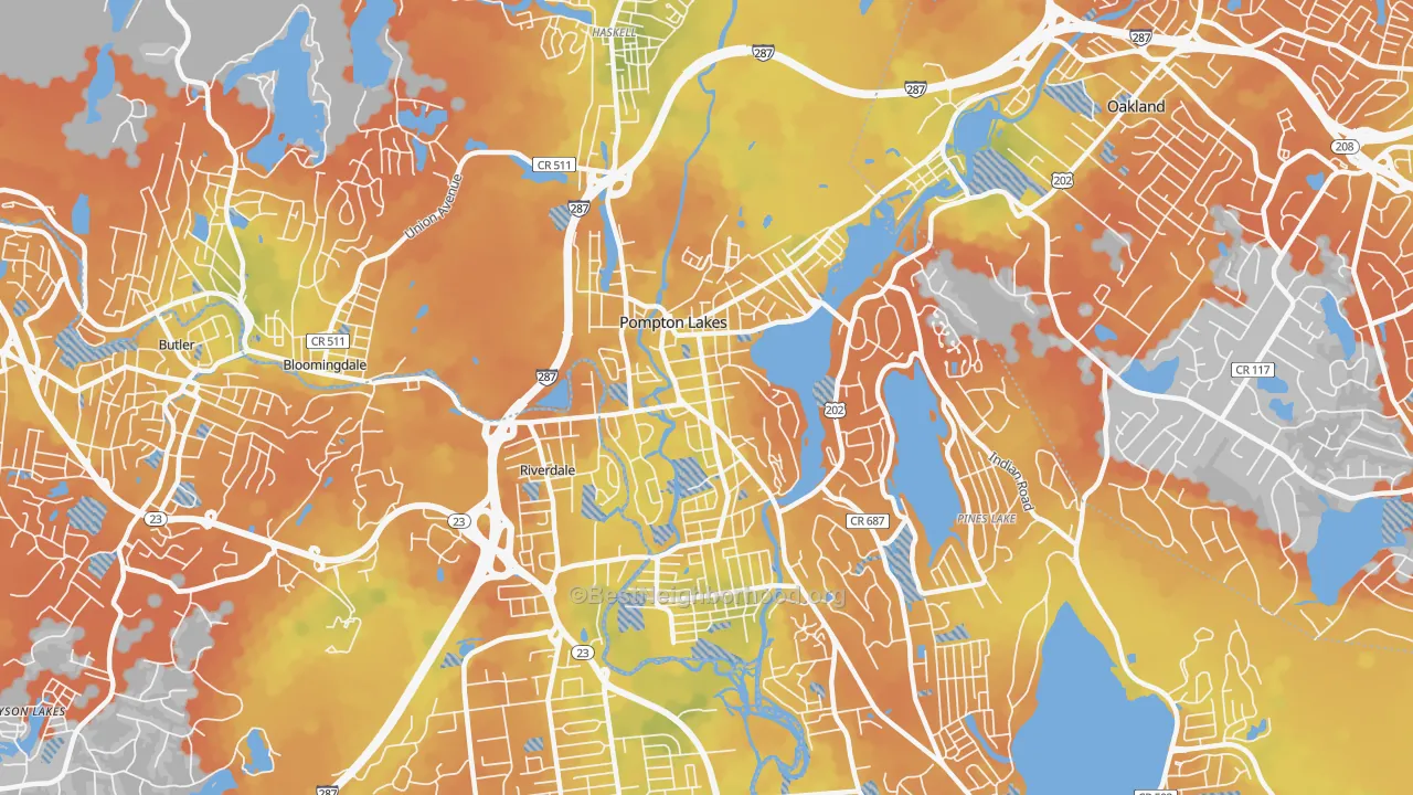 Bike Grade map of Pompton Lakes, NJ