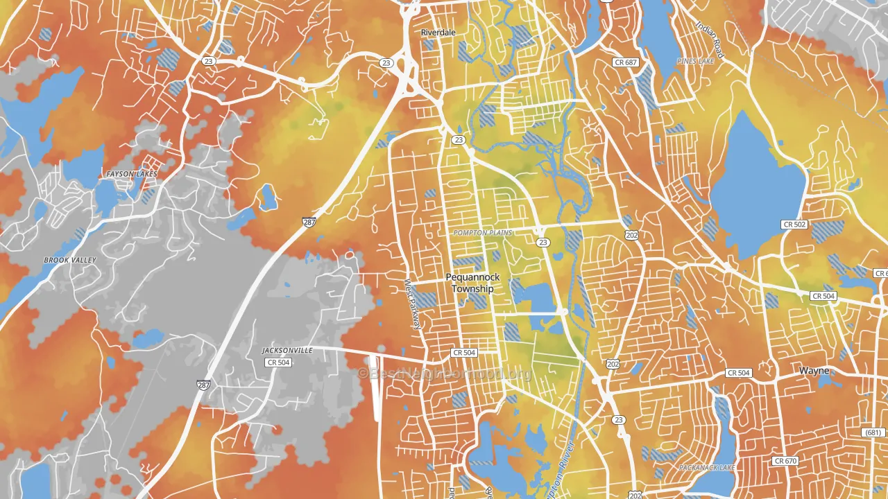 Bike Grade map of Pompton Plains, NJ