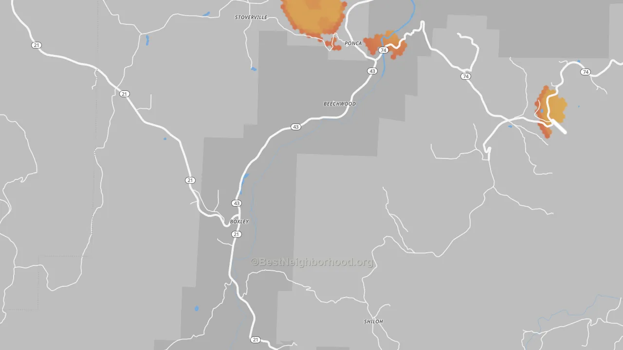 Bike Grade map of Ponca, AR