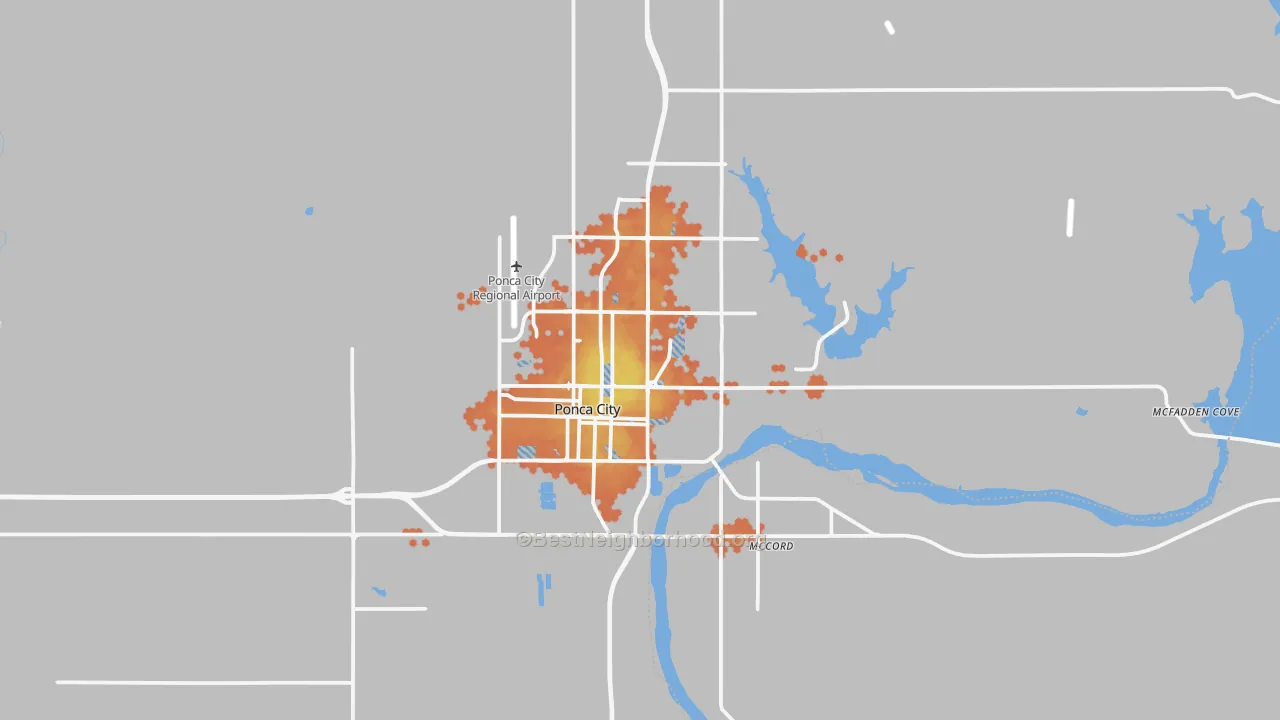 Bike Grade map of Ponca City, OK