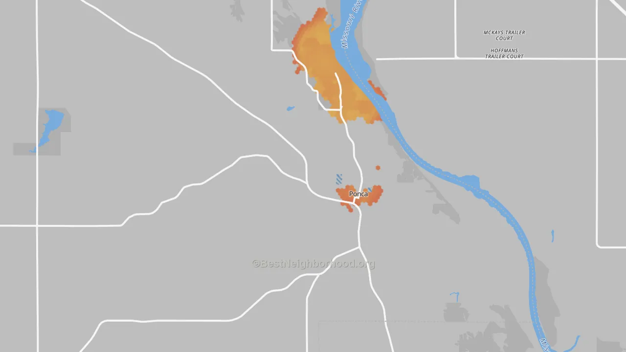 Bike Grade map of Ponca, NE