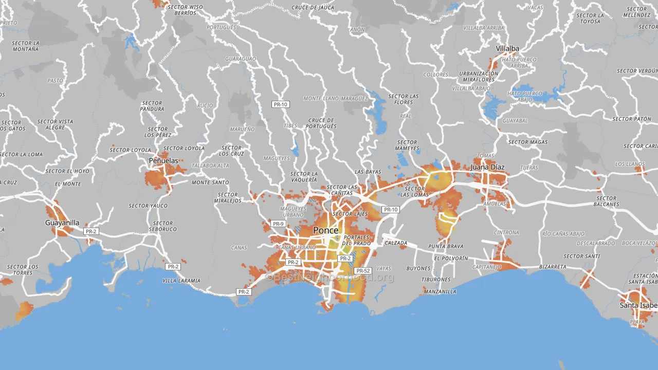 Bike Grade map of Ponce, PR