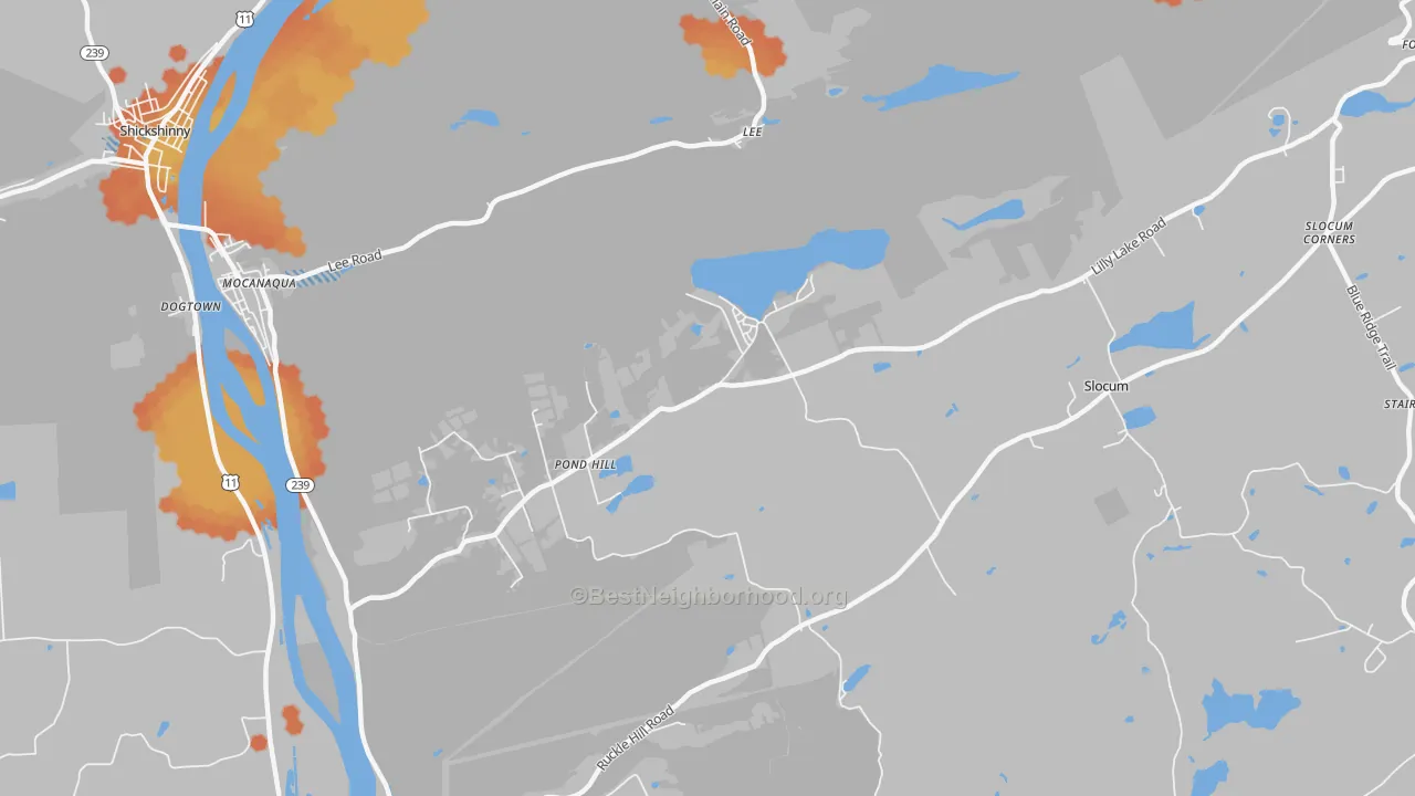 Bike Grade map of Pond Hill, PA
