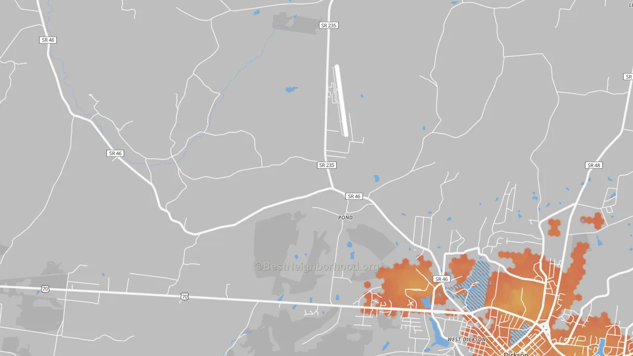 Bike Grade map of Pond, TN