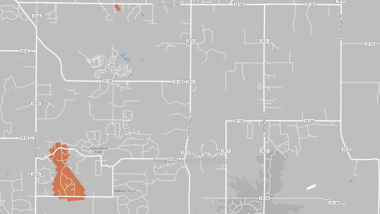 Bike Grade map of Ponderosa Park, CO