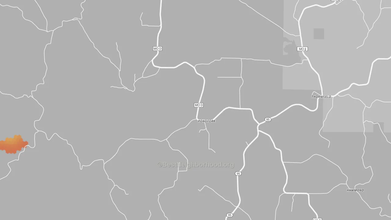 Bike Grade map of Pondfork, MO