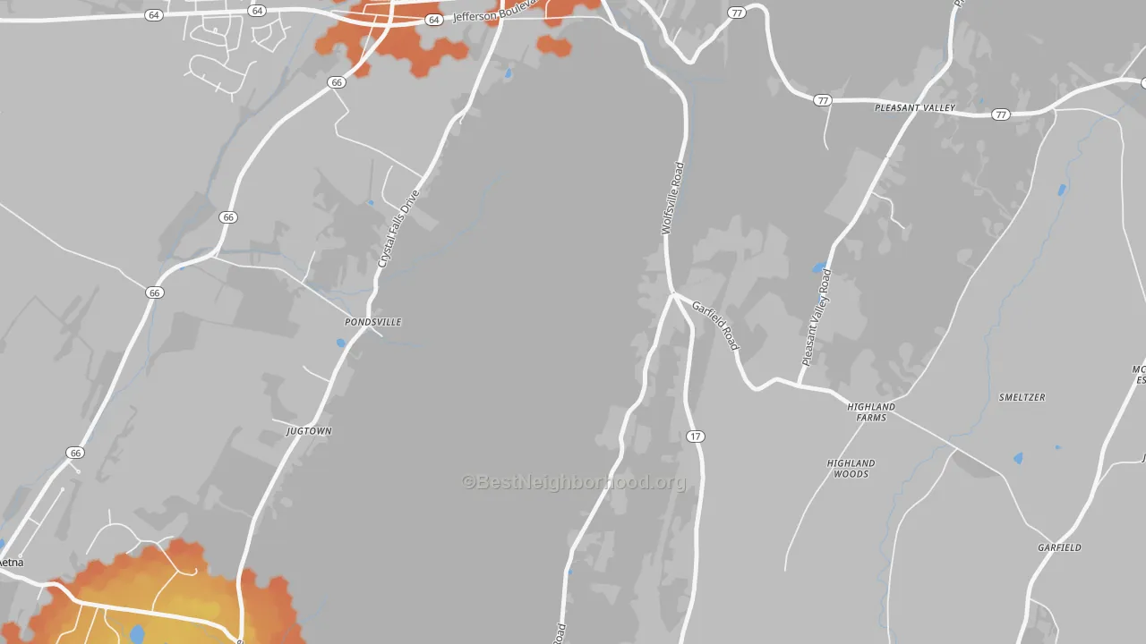Bike Grade map of Pondsville, MD