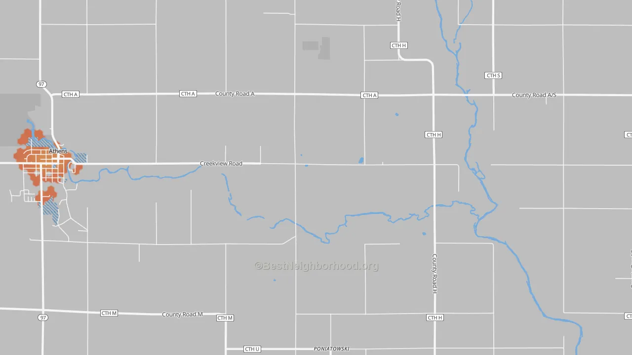 Bike Grade map of Poniatowski, WI