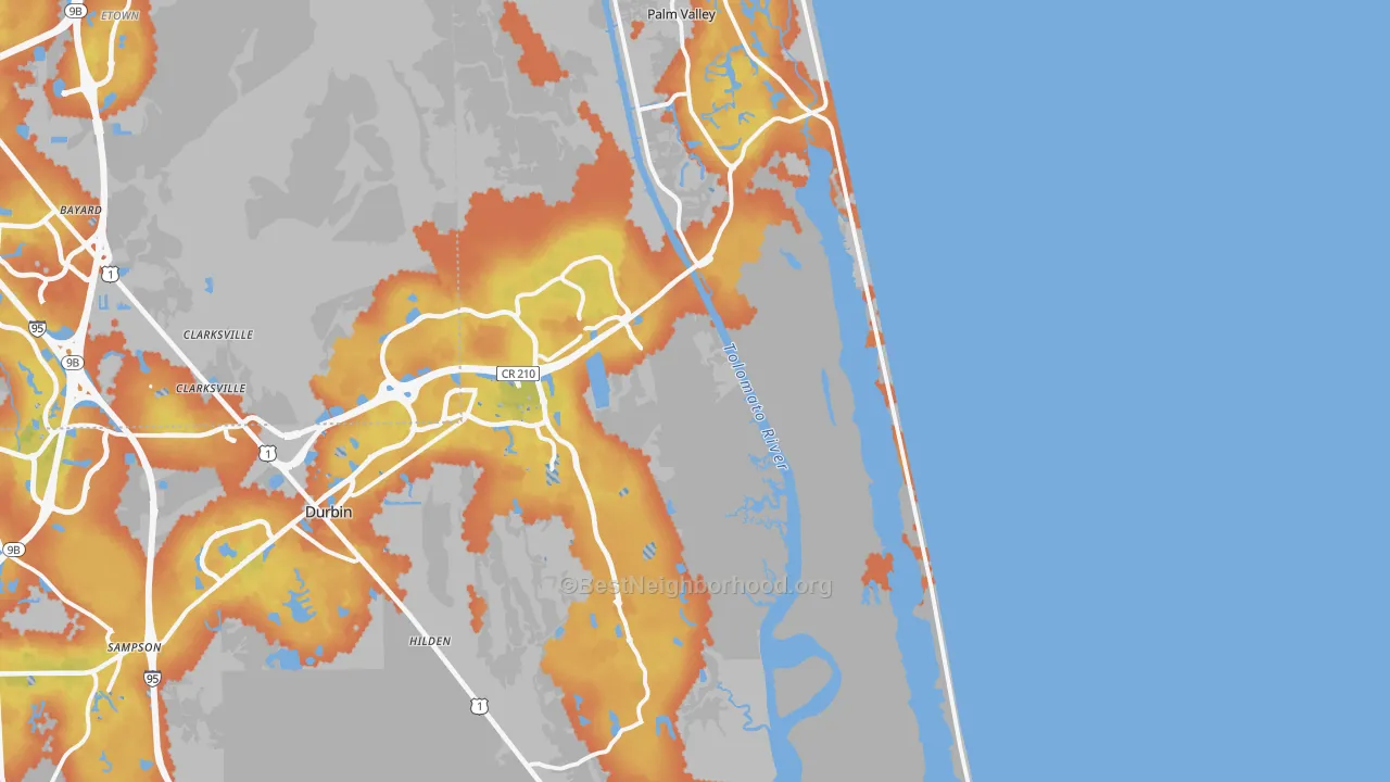 Bike Grade map of Ponte Vedra Beach, FL