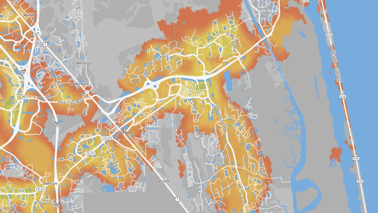 Bike Grade map of Ponte Vedra, FL