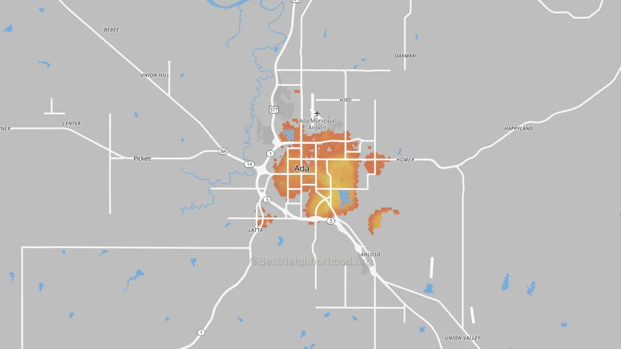 Bike Grade map of Pontotoc County, OK