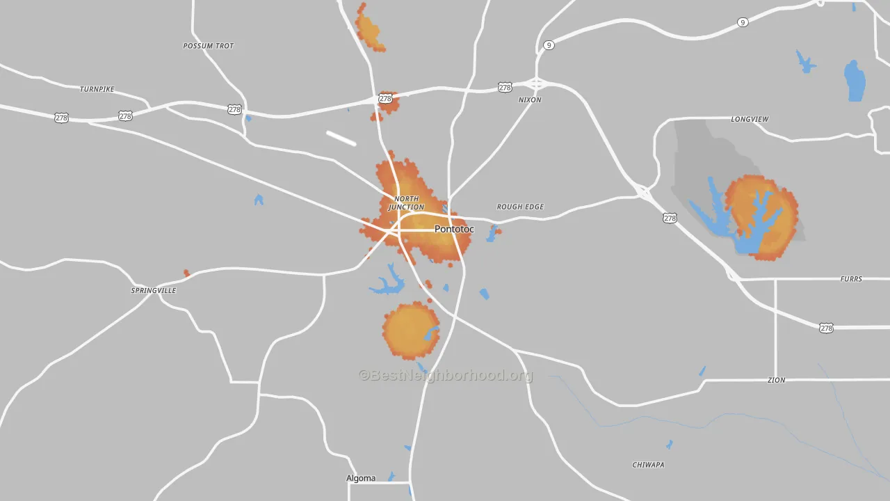 Bike Grade map of Pontotoc, MS