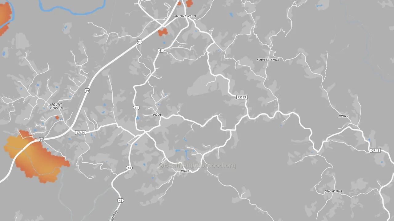 Bike Grade map of Pool, WV