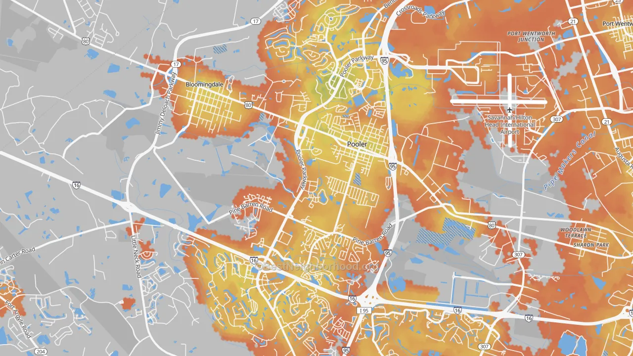Bike Grade map of Pooler, GA