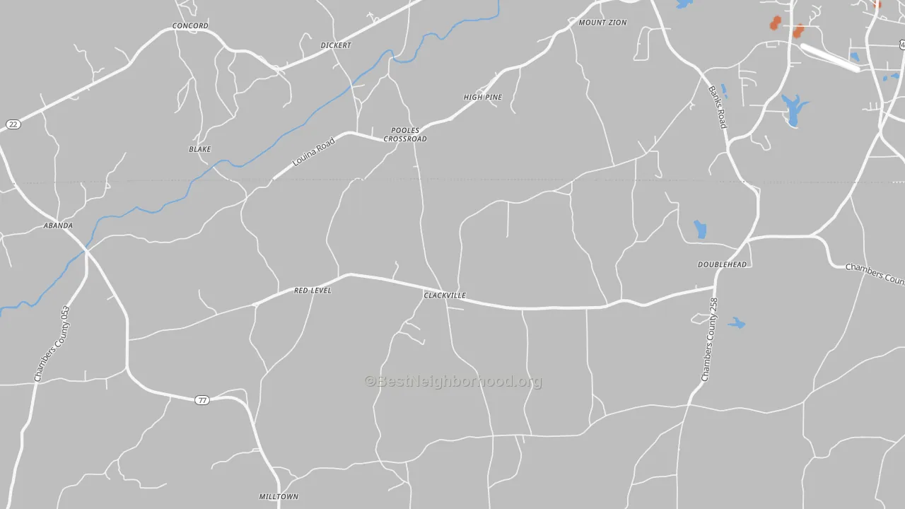 Bike Grade map of Pooles Crossroad, AL