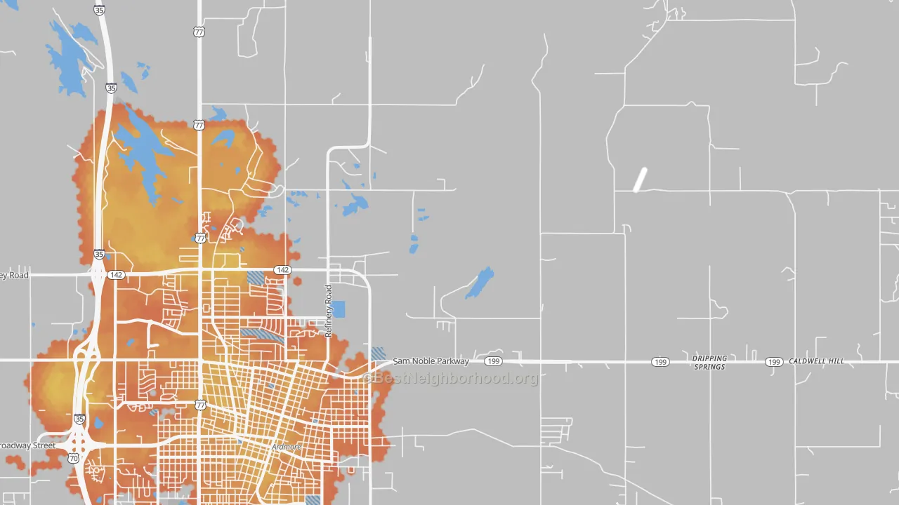 Bike Grade map of Pooleville, OK
