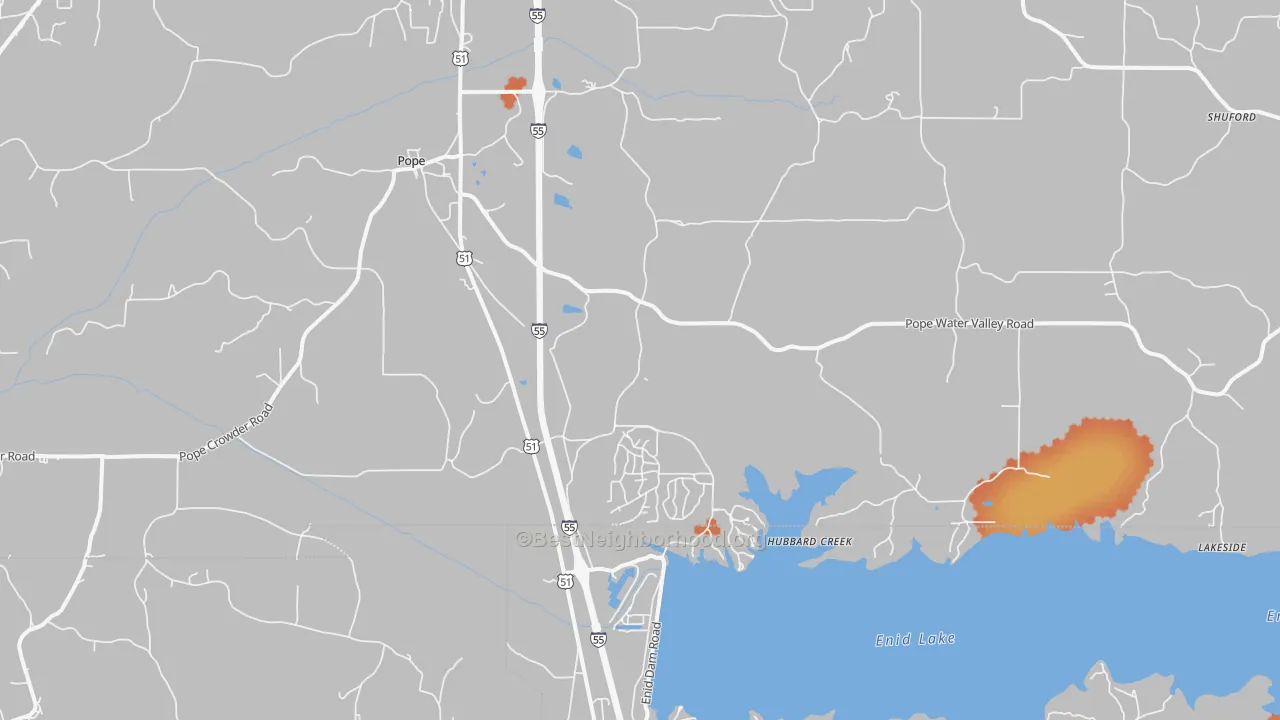 Bike Grade map of Pope, MS