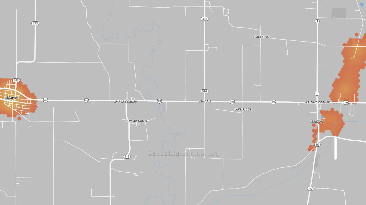 Bike Grade map of Poplar Grove, AR