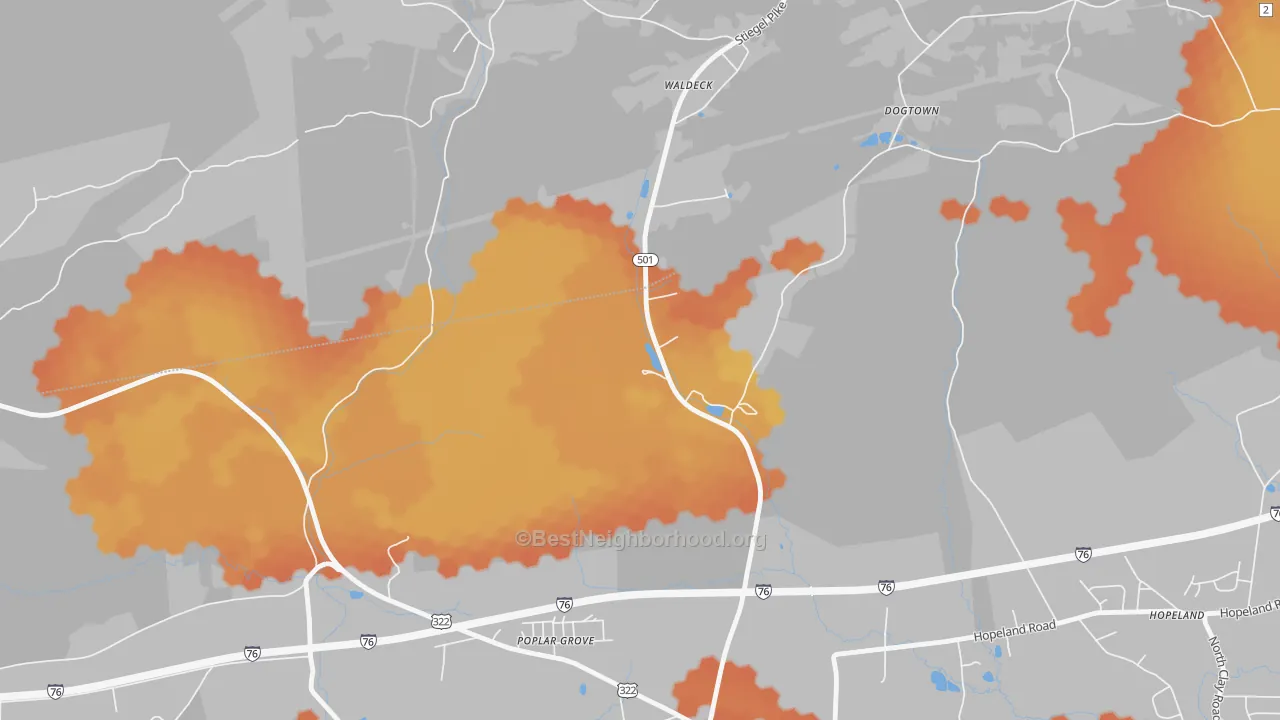 Bike Grade map of Poplar Grove, PA