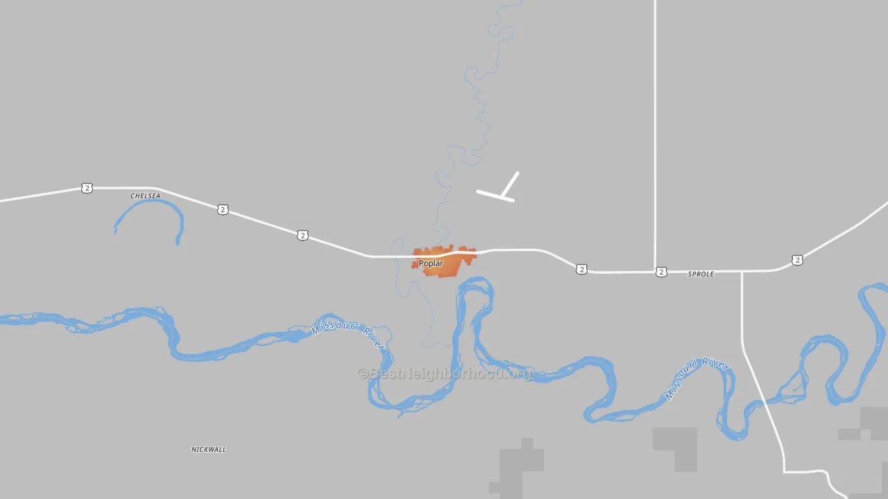 Bike Grade map of Poplar, MT