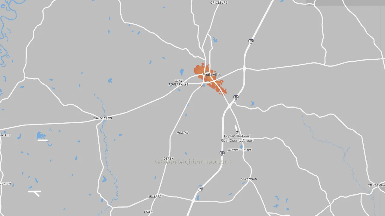 Bike Grade map of Poplarville, MS