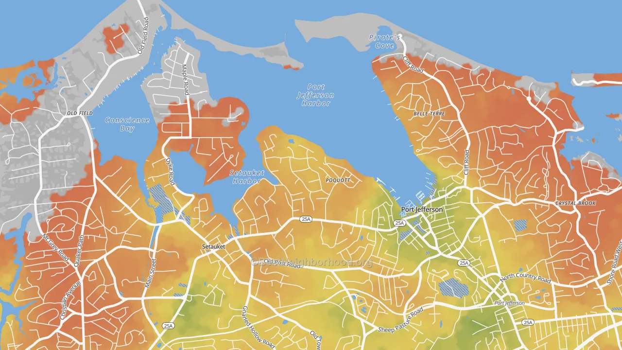 Bike Grade map of Poquott, NY