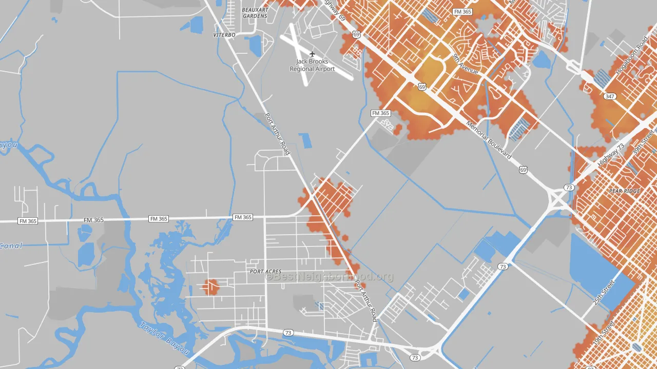 Bike Grade map of Port Acres, TX