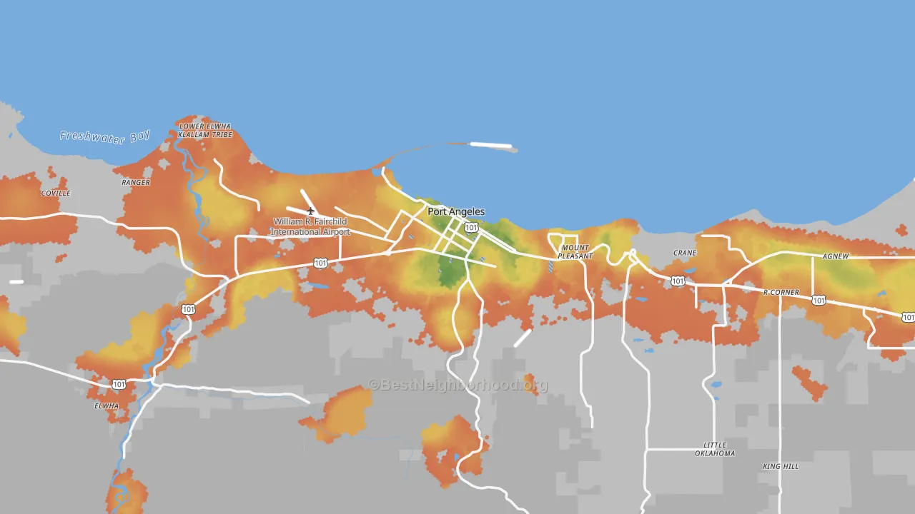 Bike Grade map of Port Angeles, WA