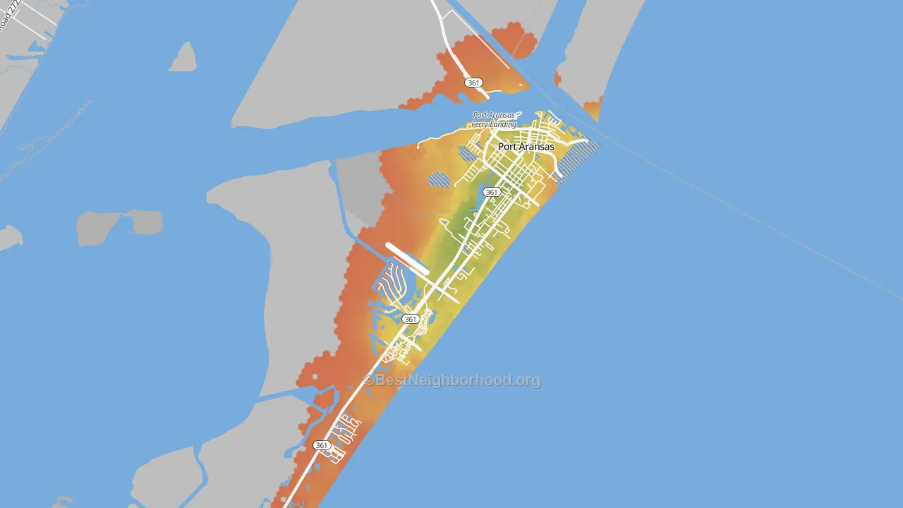 Bike Grade map of Port Aransas, TX