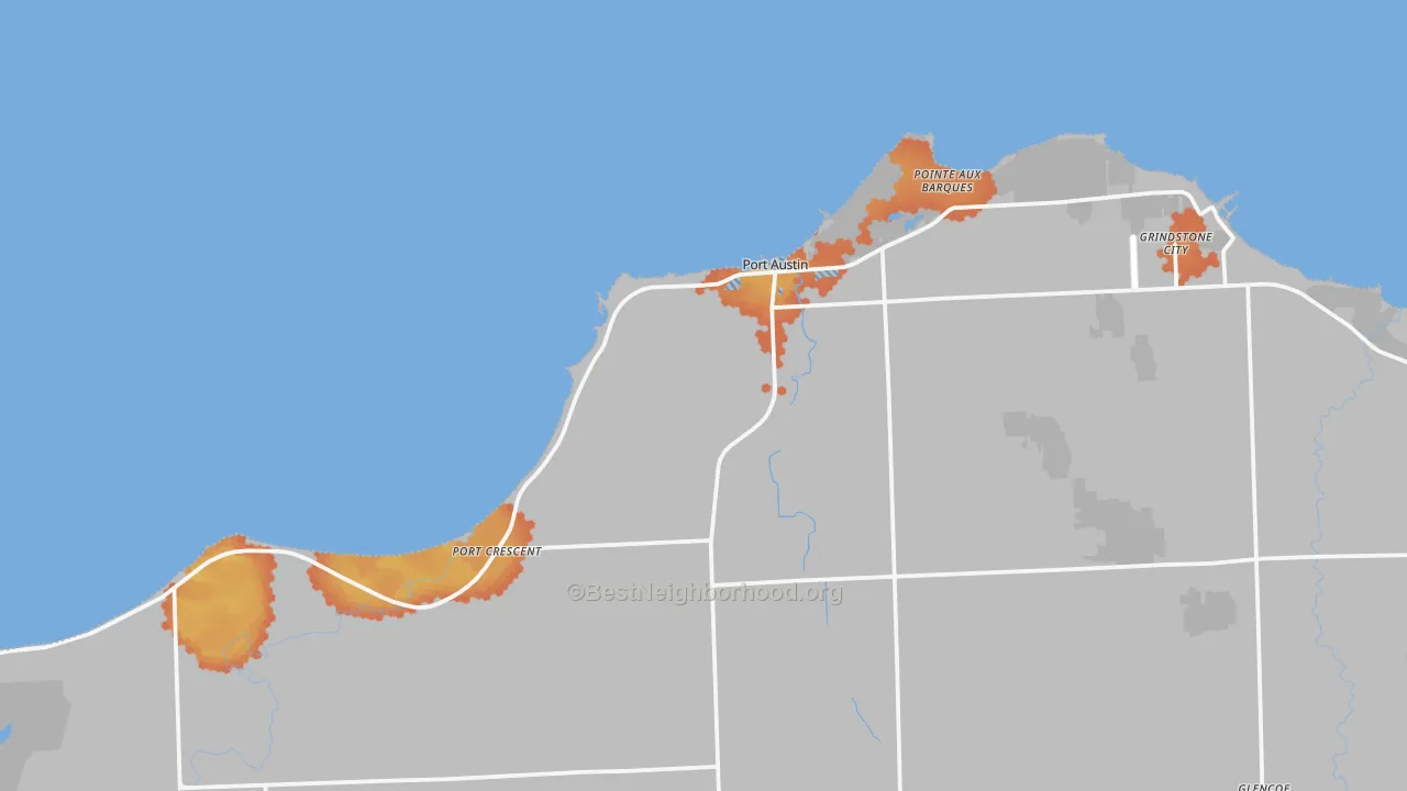 Bike Grade map of Port Austin, MI