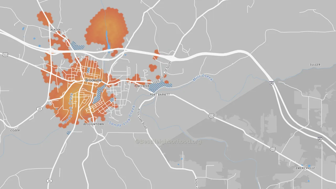 Bike Grade map of Port Barnett, PA