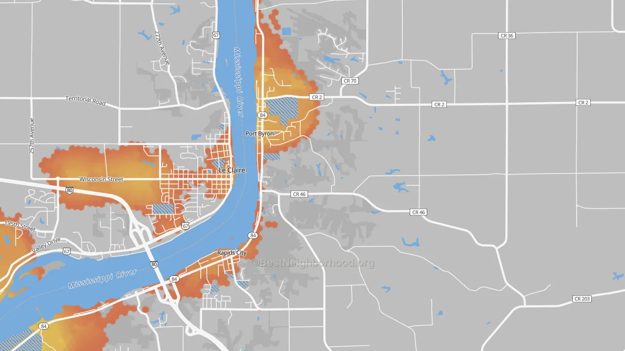 Bike Grade map of Port Byron, IL