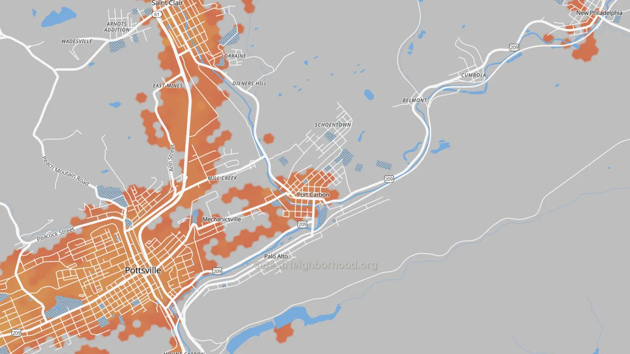 Bike Grade map of Port Carbon, PA