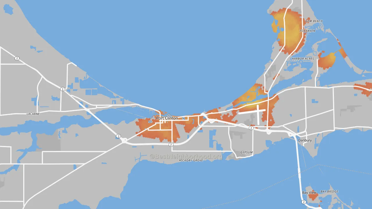 Bike Grade map of Port Clinton, OH