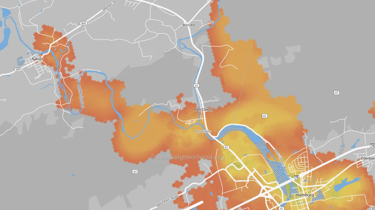 Bike Grade map of Port Clinton, PA