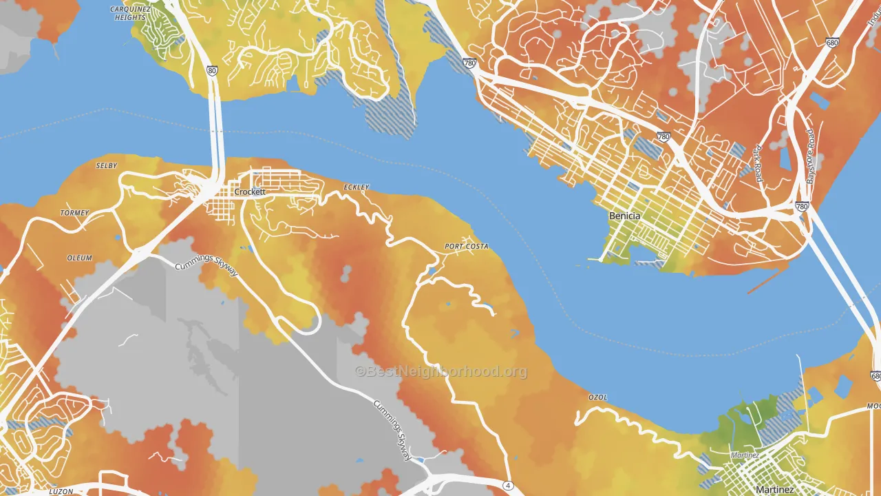 Bike Grade map of Port Costa, CA