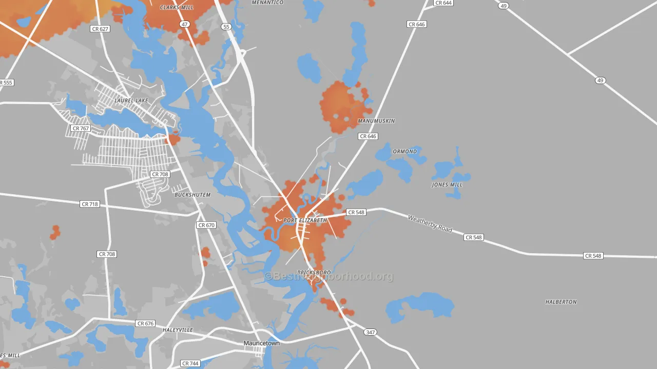 Bike Grade map of Port Elizabeth, NJ