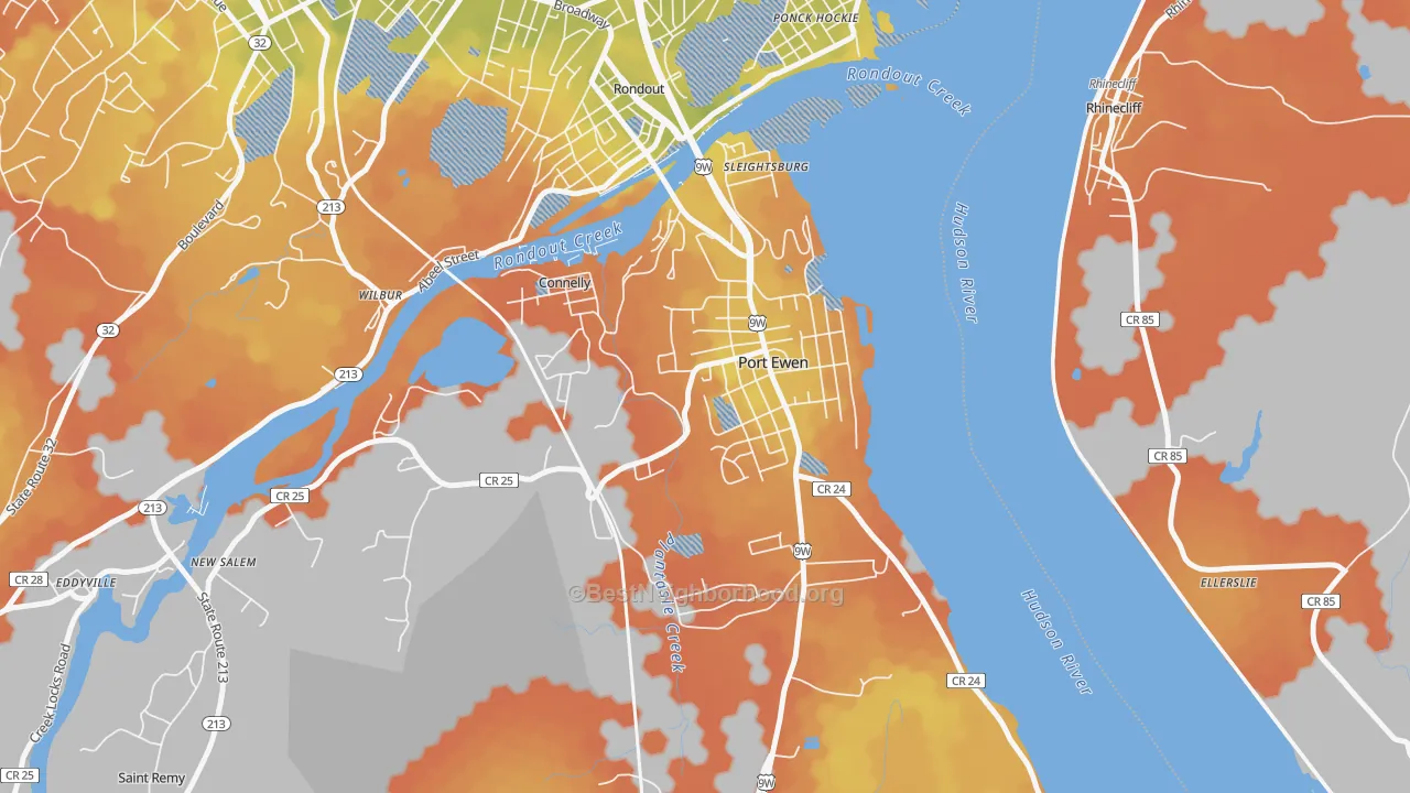 Bike Grade map of Port Ewen, NY