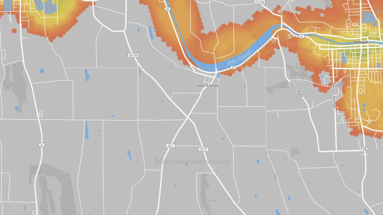 Bike Grade map of Port Gibson, NY