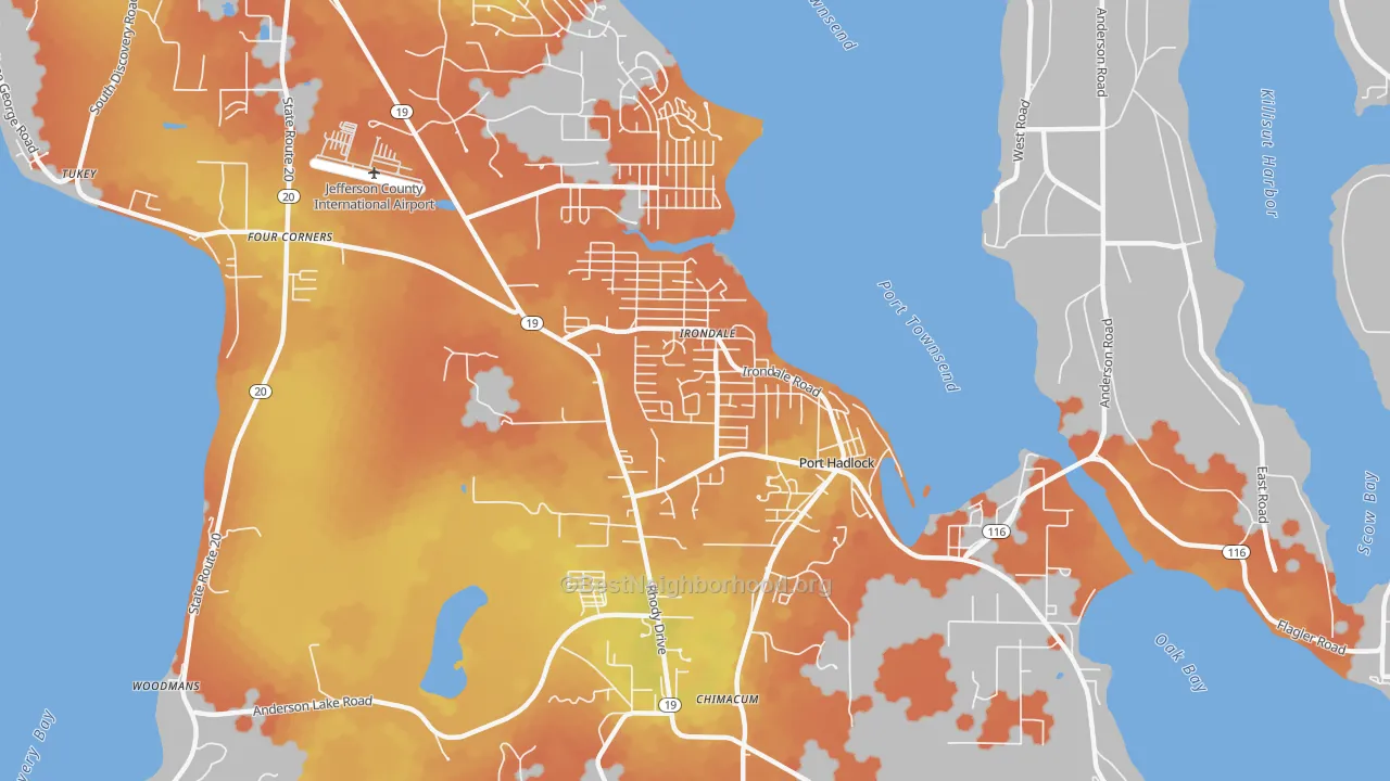 Bike Grade map of Port Hadlock-Irondale, WA