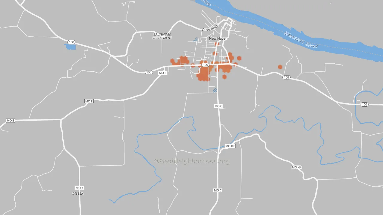 Bike Grade map of Port Hudson, MO