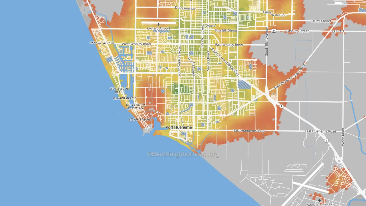 Bike Grade map of Port Hueneme, CA
