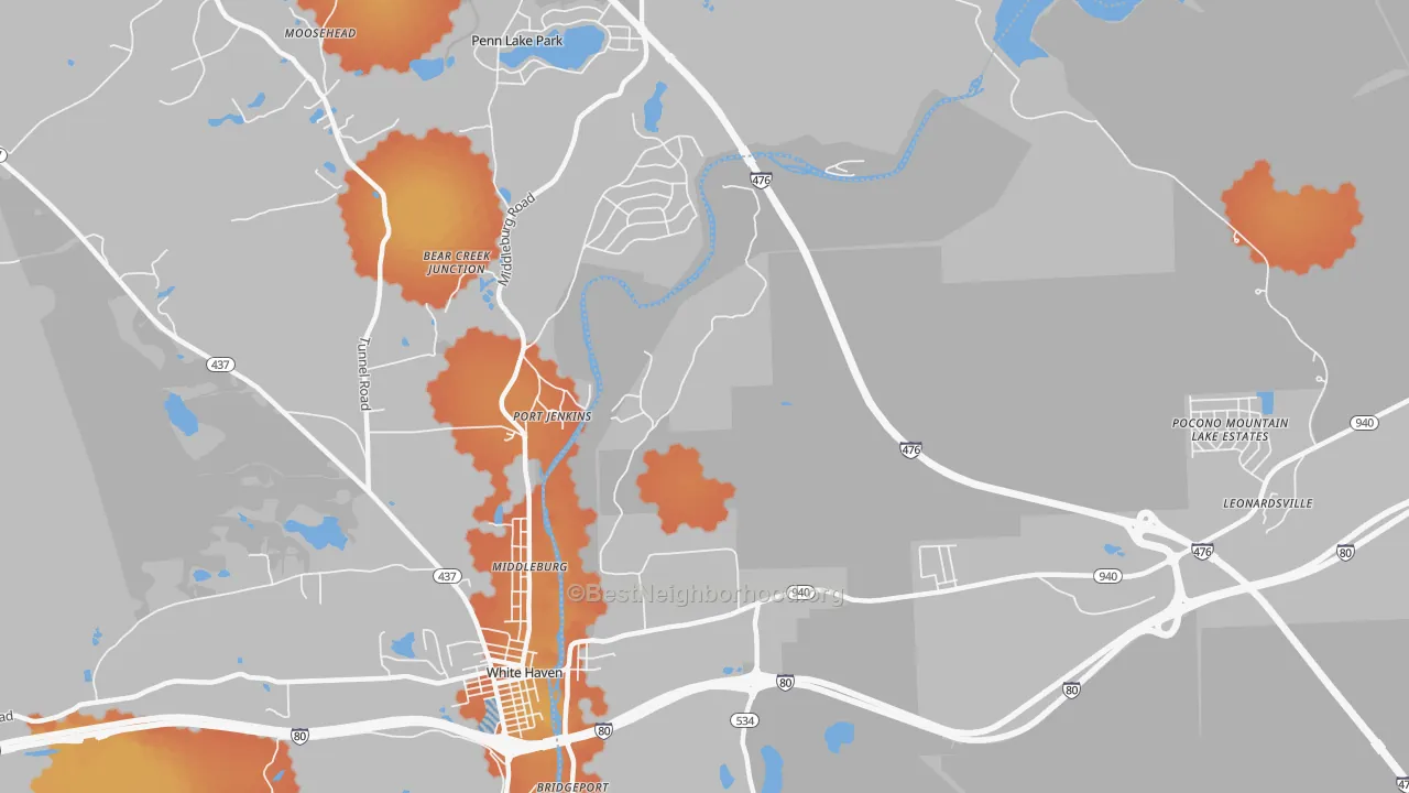 Bike Grade map of Port Jenkins, PA