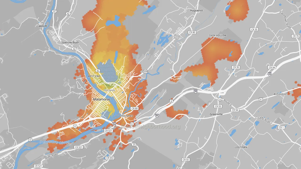 Bike Grade map of Port Jervis, NY