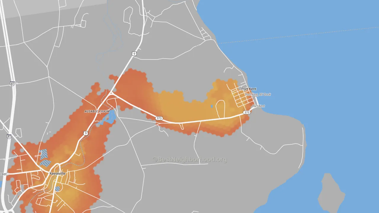 Bike Grade map of Port Kent, NY