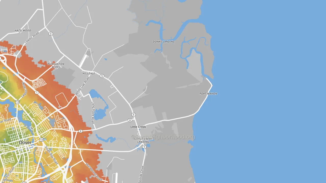 Bike Grade map of Port Mahon, DE