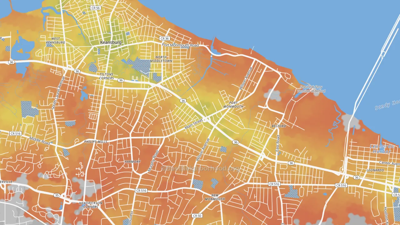 Bike Grade map of Port Monmouth, NJ