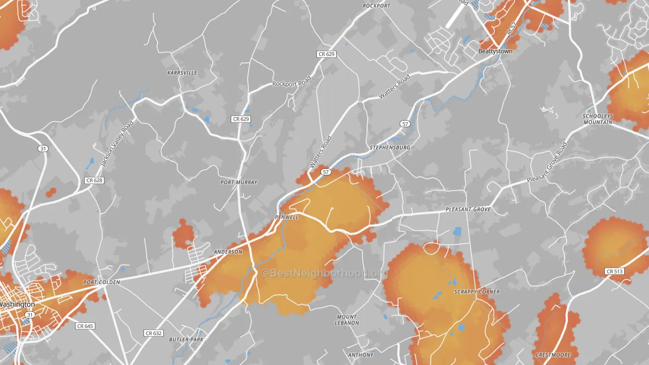 Bike Grade map of Port Murray, NJ