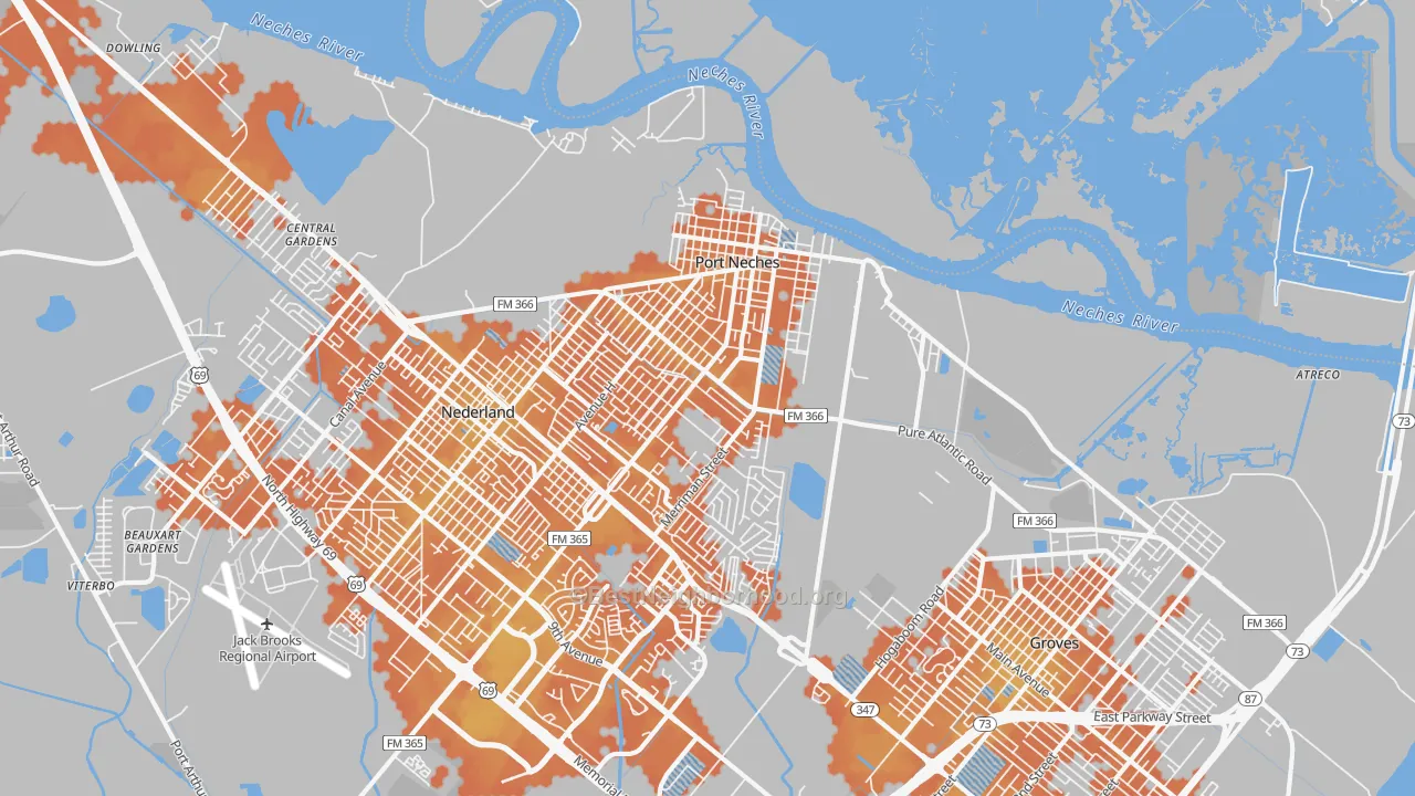 Bike Grade map of Port Neches, TX